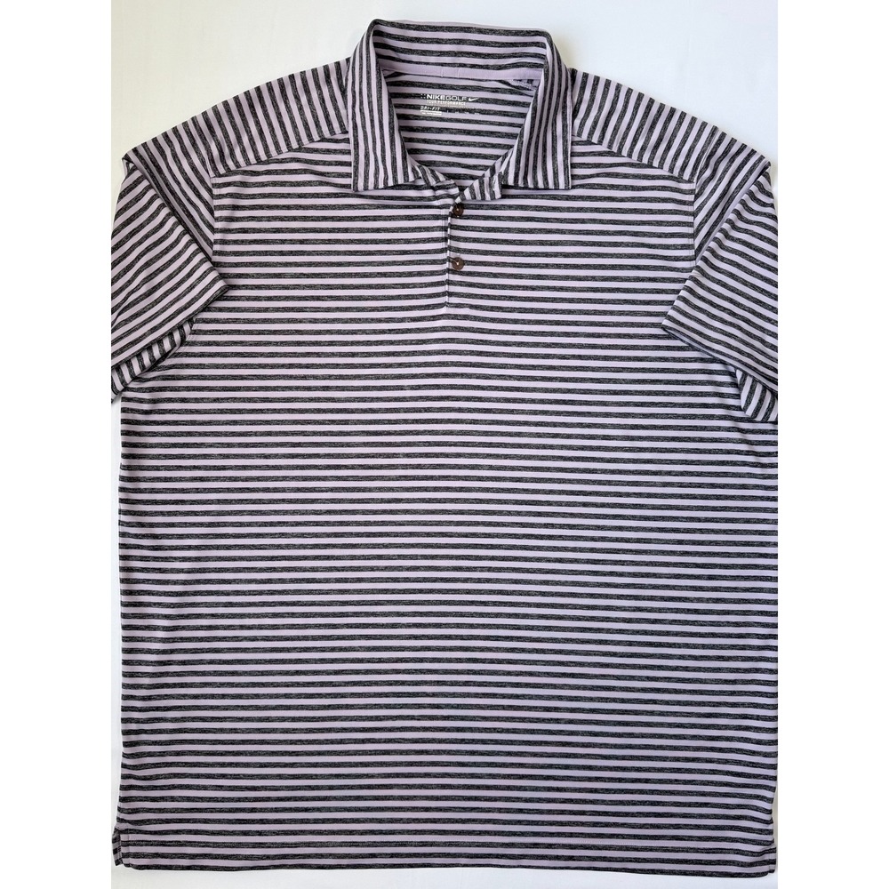 Nike Golf Tour Performance Dri-FIT Men's XXL Striped Polo Shirt Gray Lavender